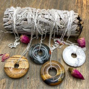 Chunky healing crystals sterling silver pendant delicate necklace